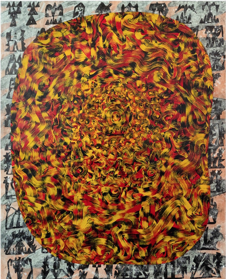 "Fire Walk With Me", 2019 Acrylic and flashe on paper on canvas 60 x 48 inches (152.4 x 121.9 cm) 
